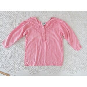 Vintage 90s Together! Pink Embroidered Medium Henley Tunic Blouse India Top